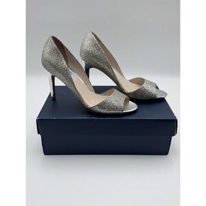 Cole Haan Antonia Glitter Open Toe  Pumps Genuine Leather Gold‎ & Silver Size 7B